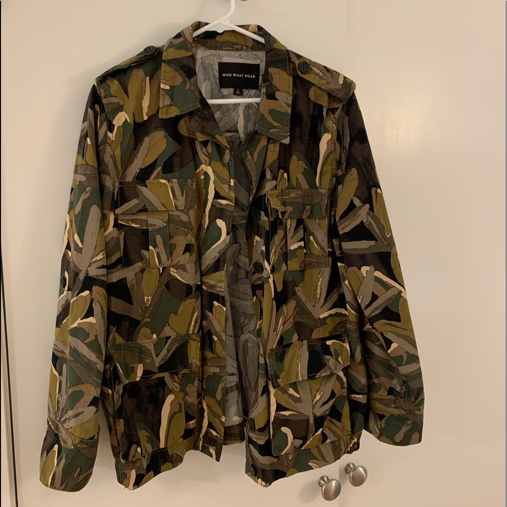 Camo jungle print military jacket